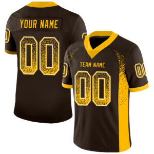 Custom Brown Gold-White Drift Fashion Football Jersey