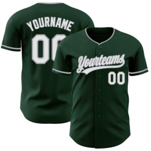 Custom Green White-Gray Authentic Baseball Jersey