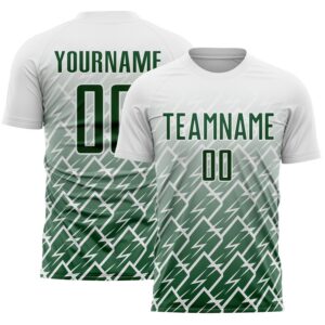 Custom White Green Lightning Sports Sublimation Soccer Uniform Jersey